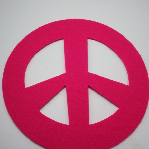 Felt Peace Sign Neon Pink Stiff Wall Art Hippie Craft  1970 11 inch - Picture 2 of 9